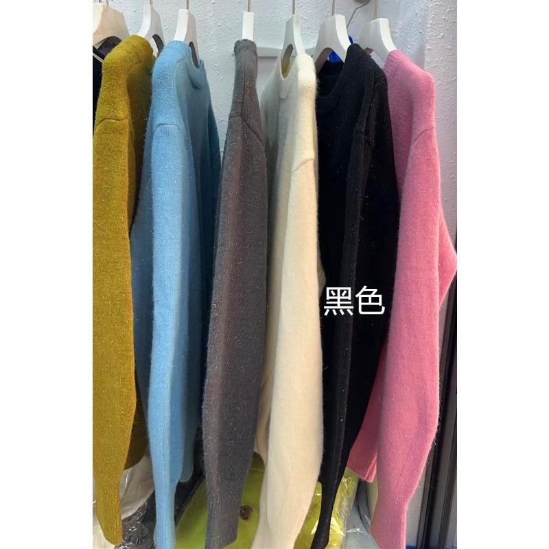 

Мягкий вощеный модный универсальный свитер с круглым вырезом и длинным рукавом на осень и зиму, пальто, женская свободная трикотажная основа, рубашка, внутренний топ ONE SIZE чёрный