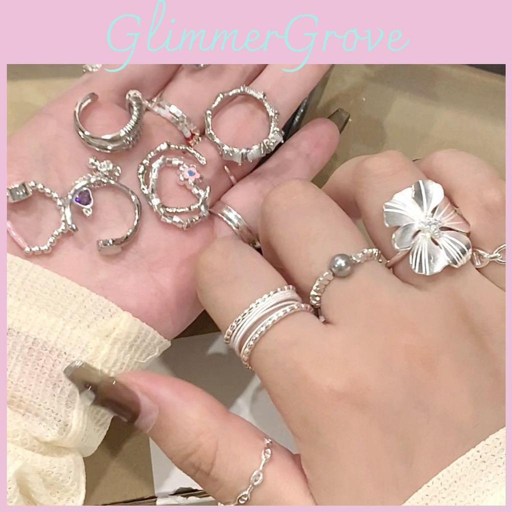 Elegant Adjustable Pearl And Silver Geometric Ring For Women Unique Design Accessory