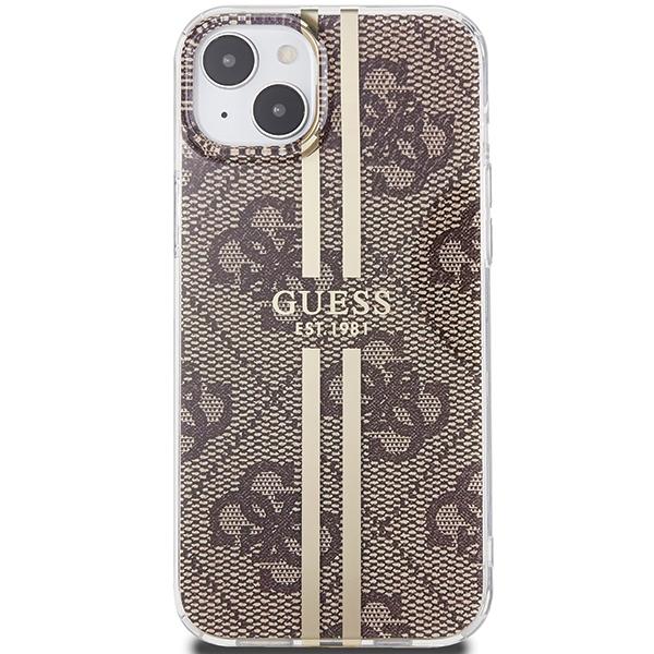 Guess Guhcp15Mh4Psegw Iphone 15 Plus / 14 Plus 6.7 Brązowy/Brown Hardcase Iml 4G Złoty Pasek