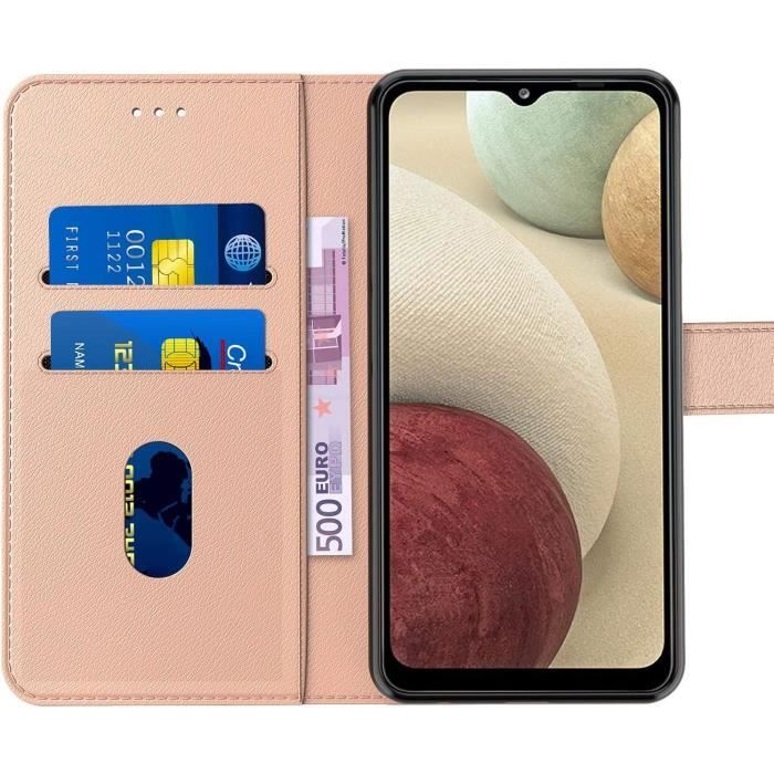 Coque - Samsung - A12 - Rose - Rangement Carte - Protection 360°