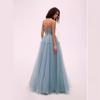 Nuovo abito da sera in organza alla moda, stile europeo e americano, da donna, per la primavera e l'estate, con spalle scoperte, lungo, elegante