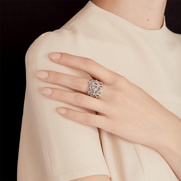 Hermes Chaine DAncre Open Chain Ring Women Ring Silver H109506B-000