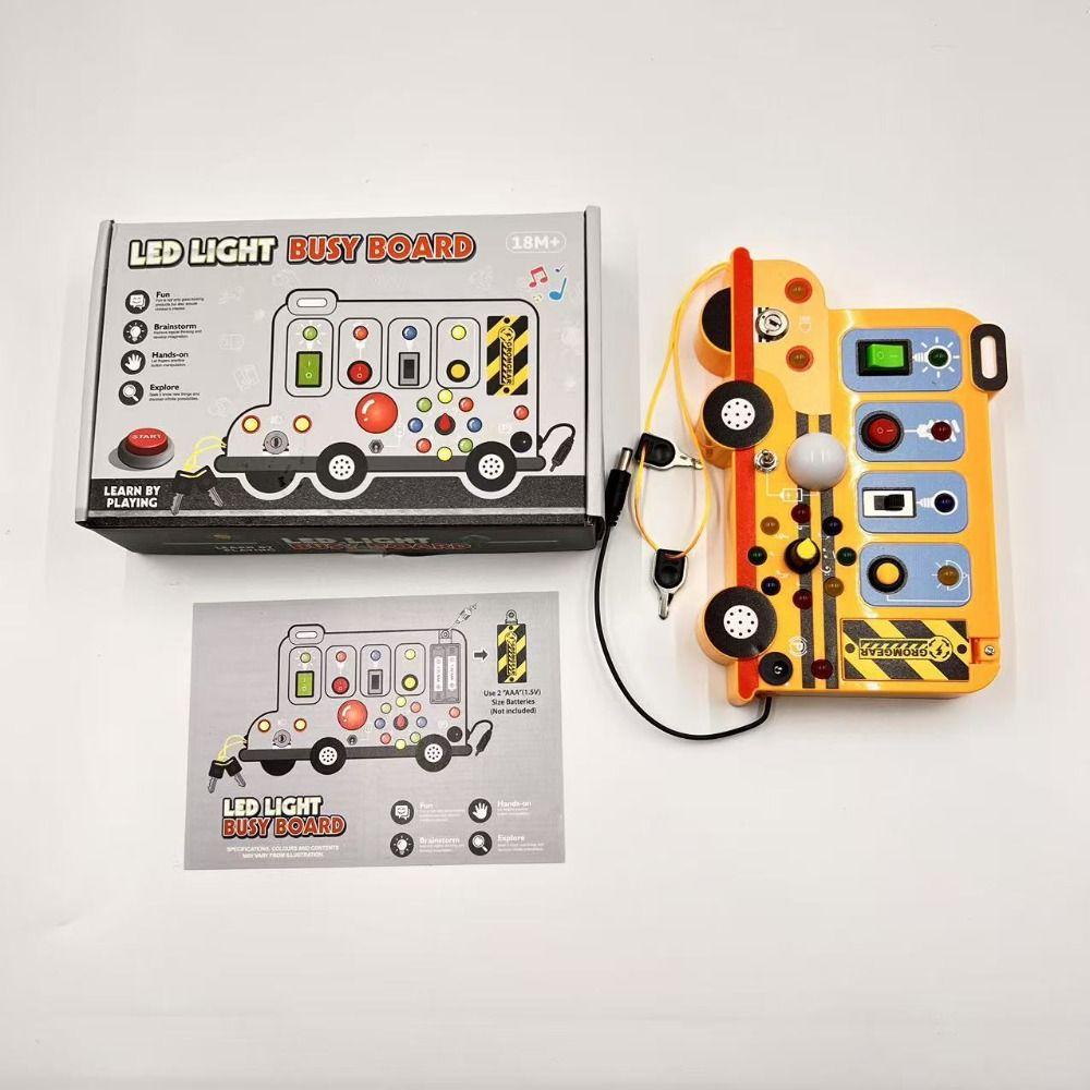 Car With Lights Switches LED Switch Toy Realistic Engine Sounds Hand-brain Coordination Training School Bus Busy Board