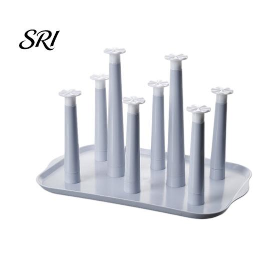 Cup Drying Rack for 6 Cups 6-Slot Plastic with Drip Tray Space-Saving Holder Countertop Organizer Mugs Glasses BPA-Free Kitchen Storage