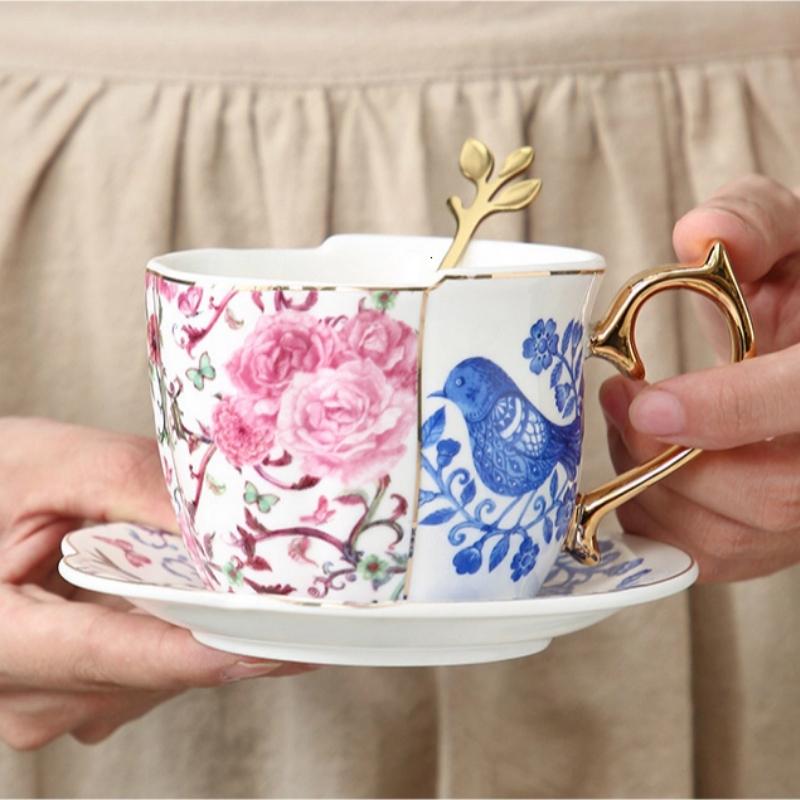 Keramik Kaffeetasse & Untertasse Set – Teetasse im britischen Stil für Latte & schwarzen Tee
