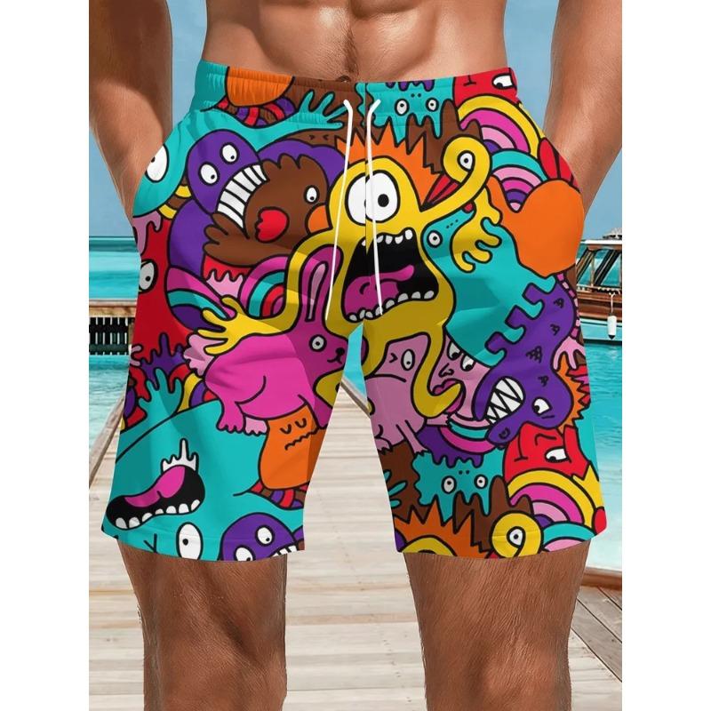 Summer Men's 3D Printed Beach Shorts Fashion Versatile Trend Breathable Casual Vacation Style