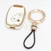 2 Button Gold Edge Tpu Car Key Fob Cover Keyring Smart Keyless Protector For Honda Accord Civic Cr-V Pilot Fit Odyssey Ridgeline