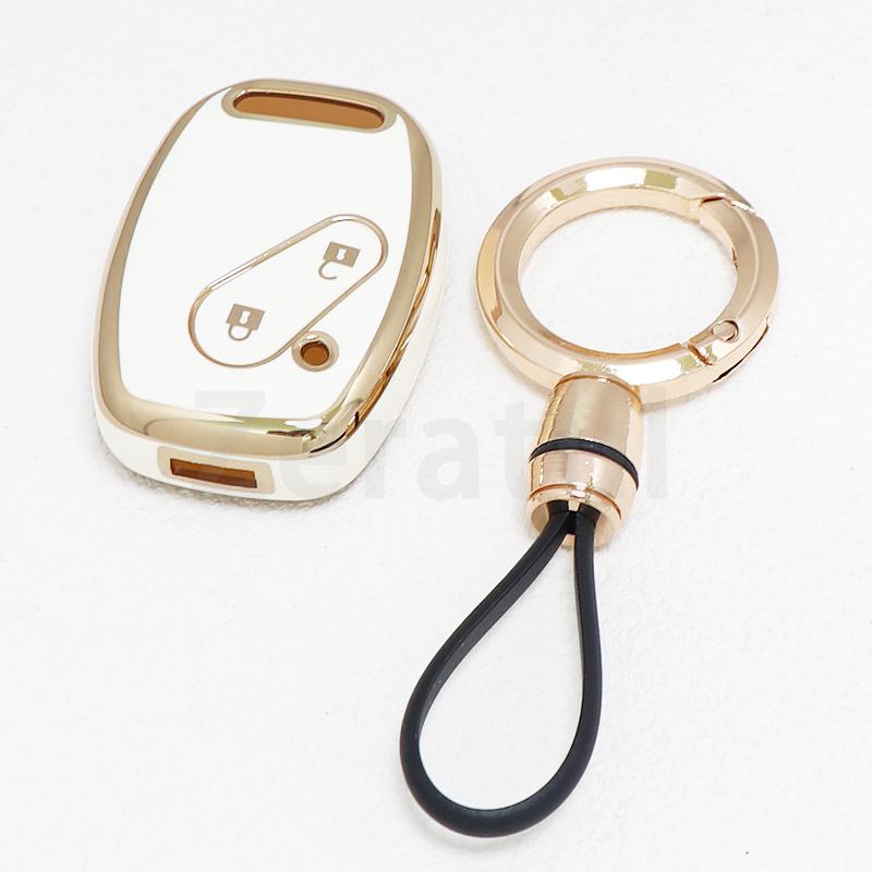 2 Button Gold Edge Tpu Car Key Fob Cover Keyring Smart Keyless Protector For Honda Accord Civic Cr-V Pilot Fit Odyssey Ridgeline