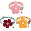 Adjustable 3D Flower Dog Collar Nylon Quick Release Puppy Collar Rhinestone with Bell Floral Pet Collar Outdoor Walking