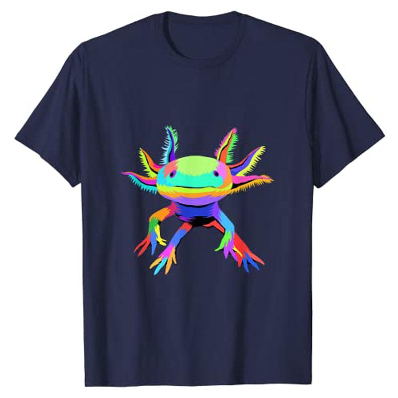 Pop Cute Art Axolotl TShirt Graphic Tee Cartoon Apparel Animal Lover Aesthetic Clothes Short Sleeve Blouses Gift for Boys Girls