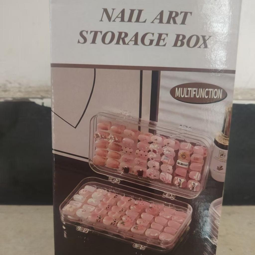 Portable Nail Clip Storage Box, Nail Art Collection Box, Three Fold, Transparent Dust-proof Nail Art Organizing Display Box