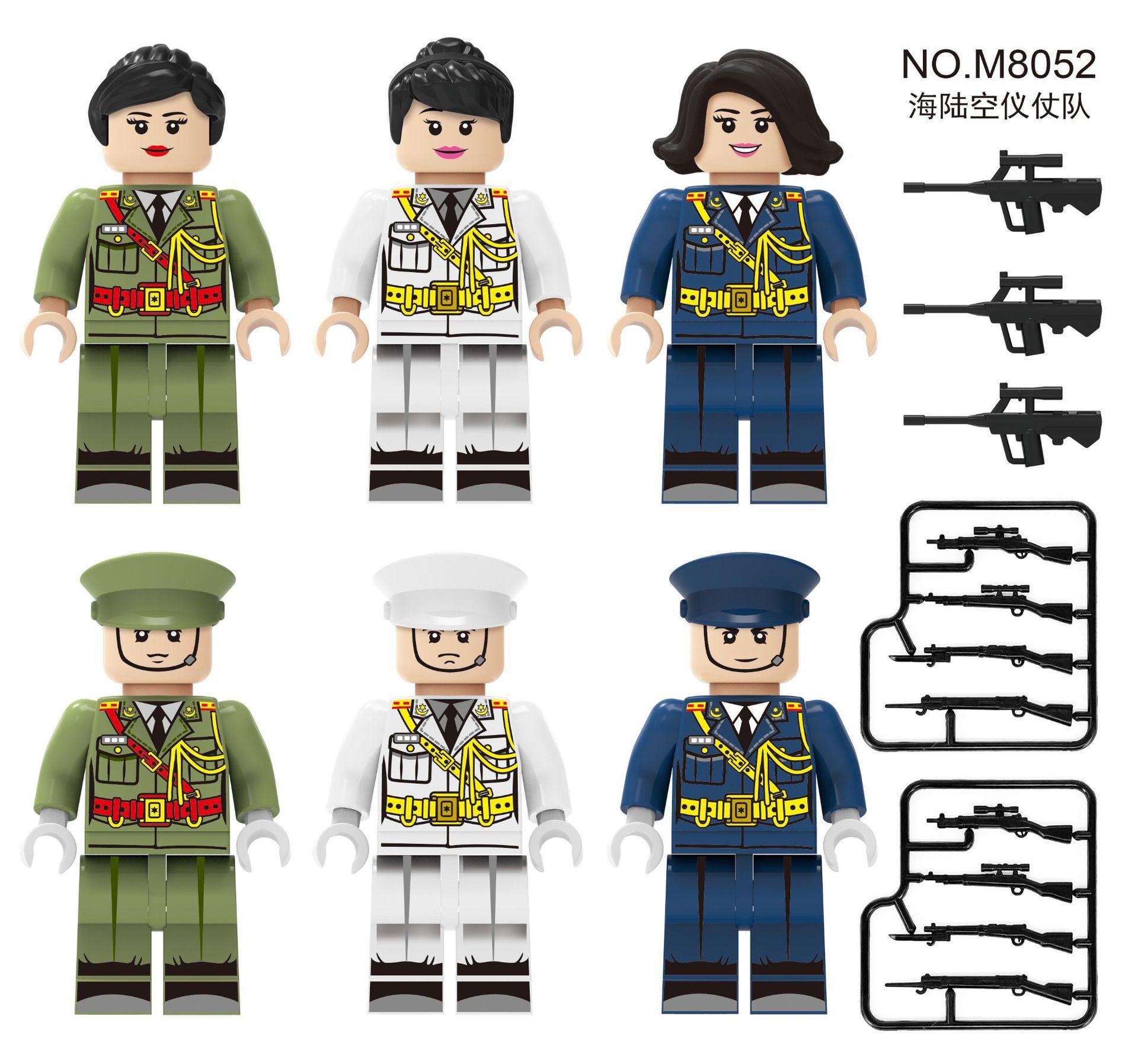 

M8052 Sea, land and air honor guard minifigures Children s toy weapons Cross-border wholesale Meigao small particle building