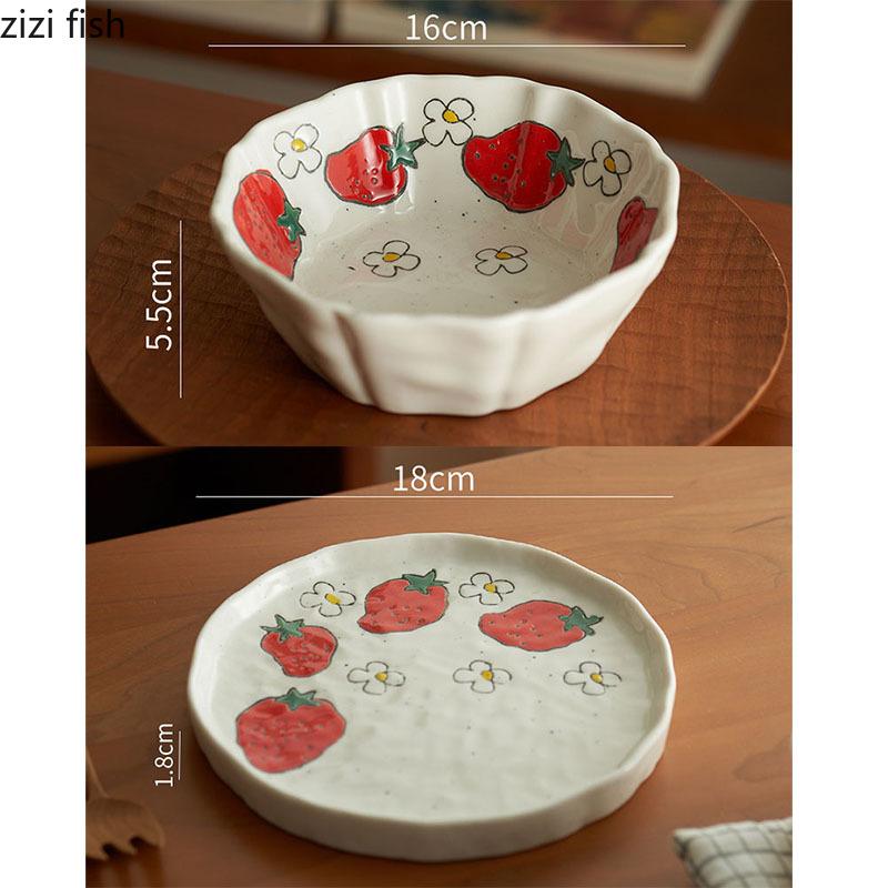 Handbemalter Keramikteller mit Obstmuster, kreativer Dessertteller, Steakteller, Pastaschüssel, Snackschale, Heimspezialgeschirr