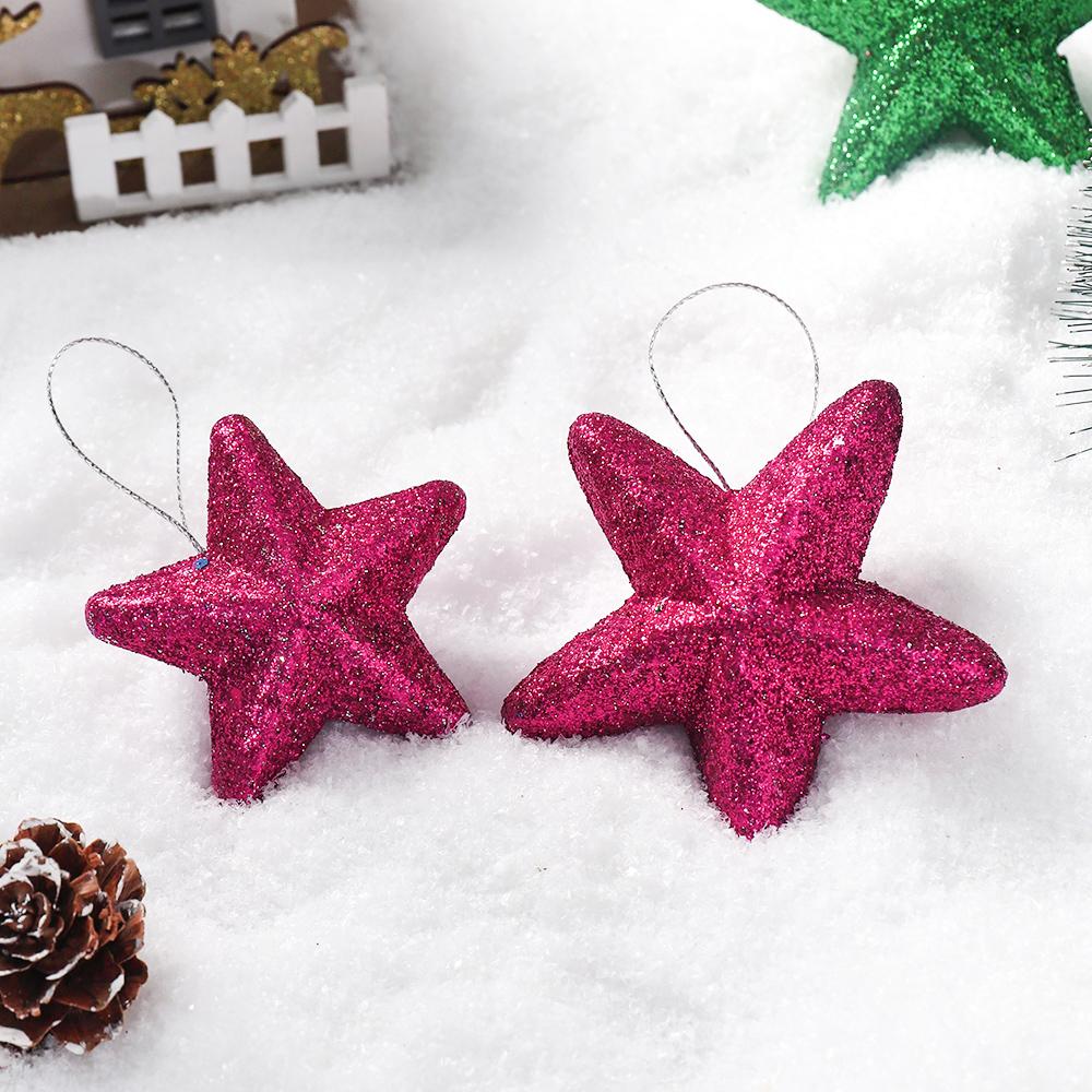 12Pcs Colorful Star Hanging Christmas Tree Decorations Pendant for Home Decor DIY  New Year 2025 Party Supplies Gift Accessories