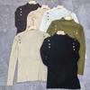 Knitted Primer Button Pullover Autumn and Winter Knitted Sweater Semi-turtleneck Top Sweater Slim Temperament New