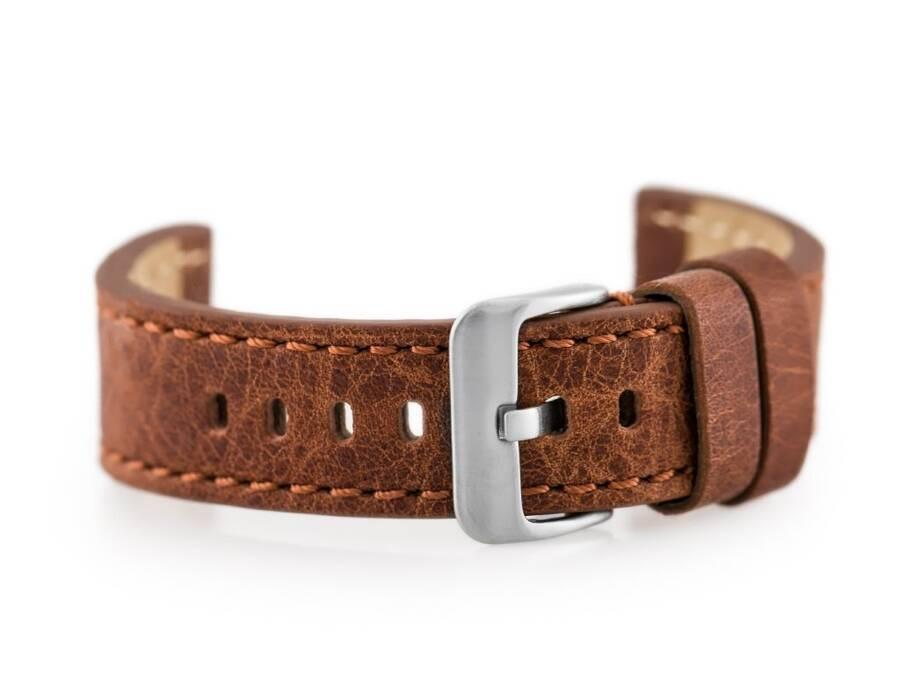 Super Merchant Leren Horlogeband W48 - Premium - Donkerbruin I - 24 Mm