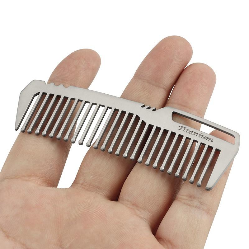 1/2 Stück Mini Tragbarer Titanlegierung Haar Kamm EDC Super Leichter Titan Kamm für Outdoor Kleines Zubehör Friseur Zubehör