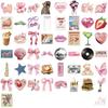 50Pcs/Set Retro Pink Junk Diary Stickers DIY Fashion Waterproof Doodle Decals Stickers