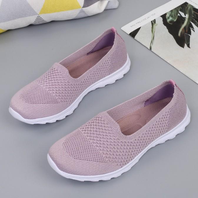 Cloth shoes summer flat heel mesh shoes mom