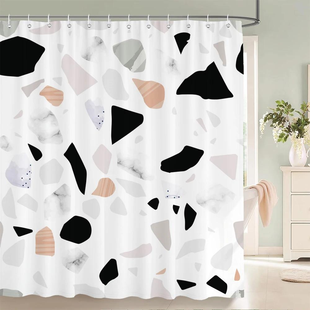 Modern Nordic Mosaic Pattern Shower Curtains Bathroom Polyester Bath Curtains Printing Shower Curtain Decor With Hooks Curtain