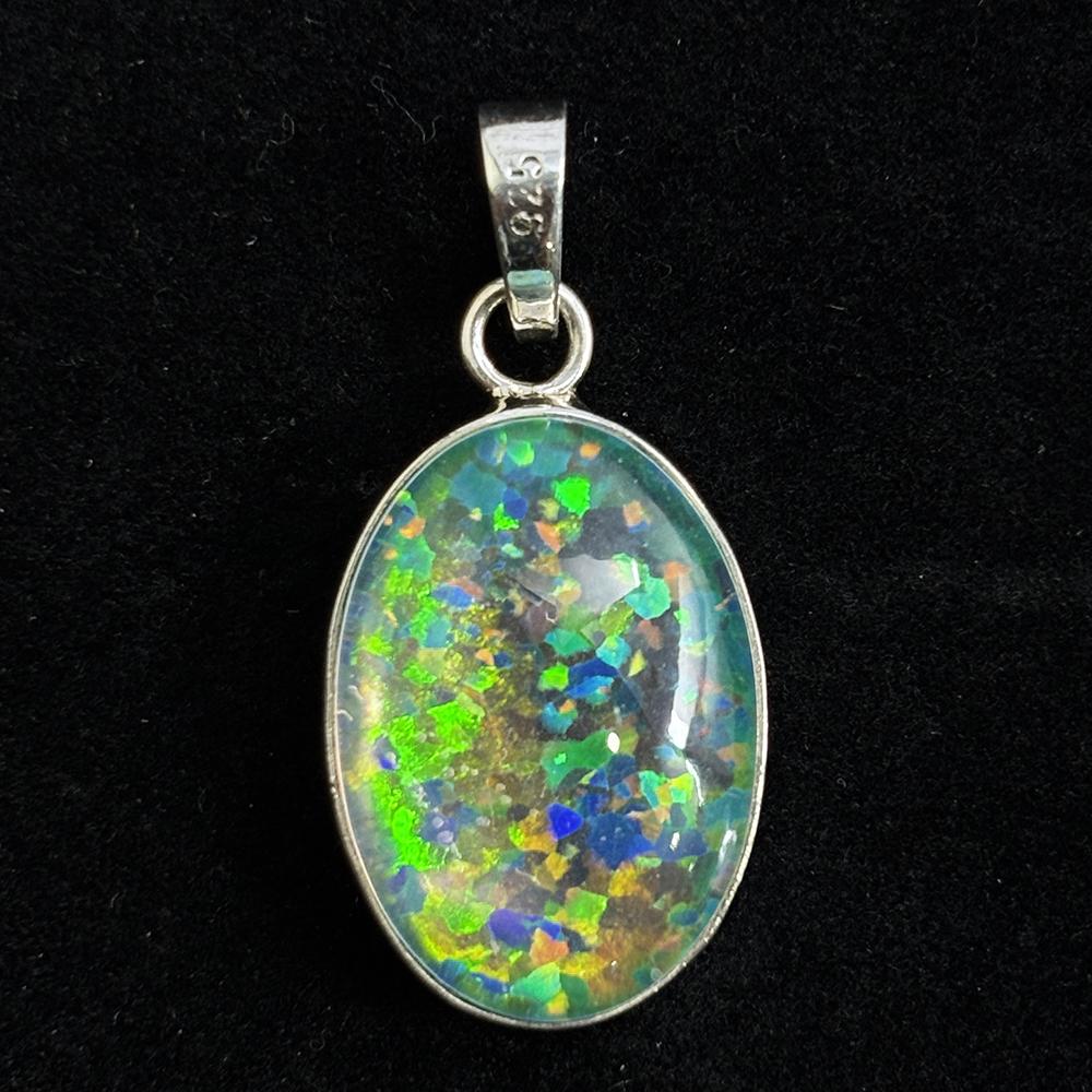 Natural Opal Pendant Quality Certifeid 34 ct 925 Sterling Silver Oval Gems October Birthstone Gift