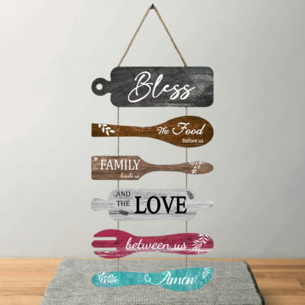 Bless The Food Before Us Wall Art Wooden Hanging Sign Large Wall Hanging Tag  Dining Room Bedroom