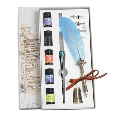 Geschenkbox Glas Dip Signatur Füllfederhalter Faux Kristall Feder Design Schreiben Deko Set Schreibwarenzubehör Stift mit Tinte