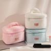Borsa da Trucco e Articoli da Toeletta in Peluche Monocolore Stile Coreano - Grande Capacità e Portatile per Donne
