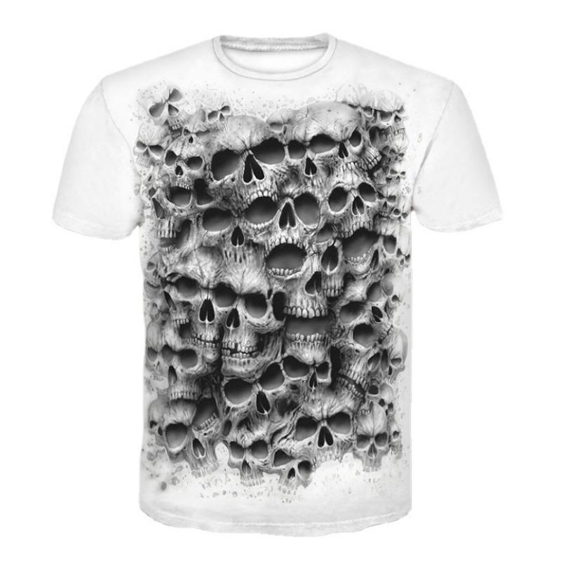 Sommer Totenkopf 3D Gedruckt Punk Dark Series Locker Kurzärmlig Herren T-Shirt
