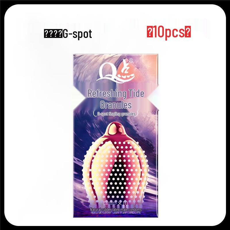 Q Point Ultra-Thin Pink Condoms with 3D Surrounding Particles - Odorless, Super Lubricated, Female Pleasure Enhancing.