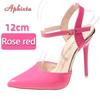 Fashion Summer Women's Sandals 12cm Super High Stiletto Heels Ankle Strap Sandals Large Size Women Hollow Pointed Toe Party Heels Shoes