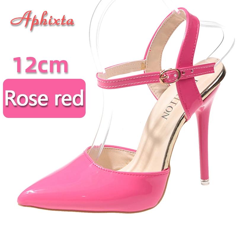 Fashion Summer Women's Sandals 12cm Super High Stiletto Heels Ankle Strap Sandals Large Size Women Hollow Pointed Toe Party Heels Shoes