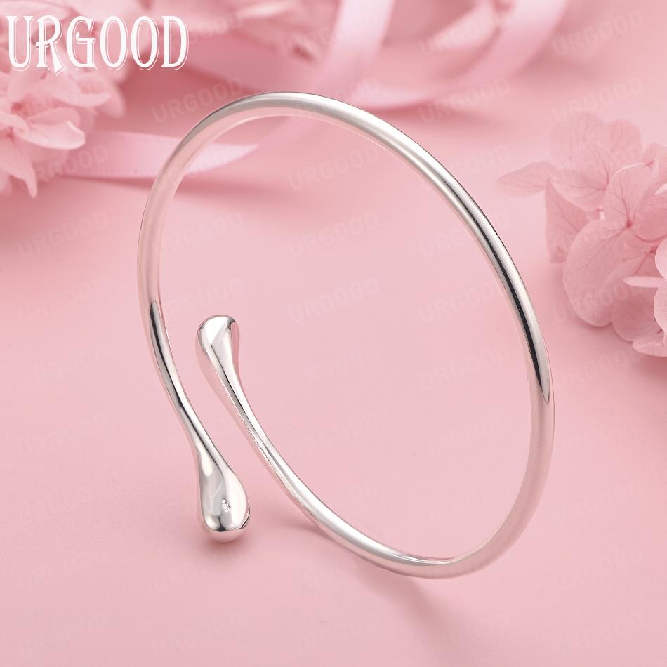925 Sterling Silver Fashion Jewelry Adjustable Teardrop-Shaped Bangle Wedding Gift