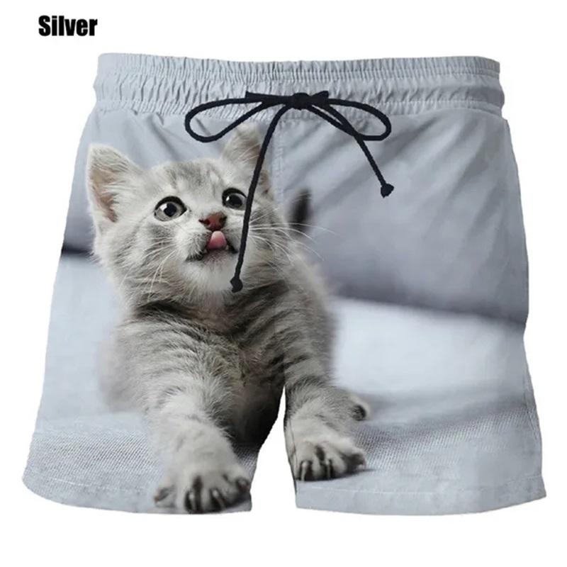 Fashion Cute Cat Graphic Board Shorts For 3D Printed New Casual Unisex Funny Animal Beach Swimming Shorts Trunks
