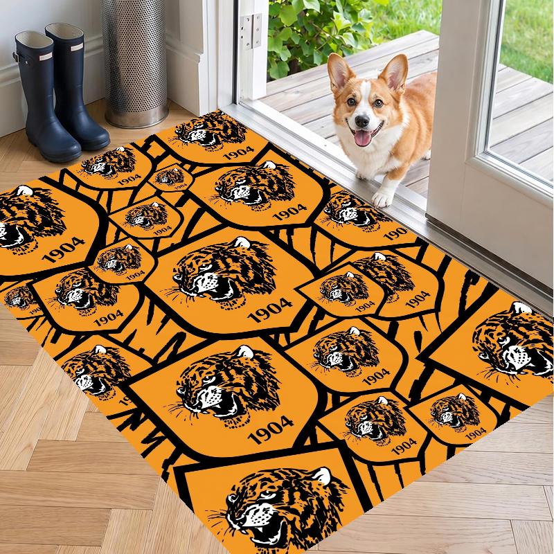 Crystal Velvet Rug with Hull City Design, Soft Non-Slip Floor Mat for Living Room Bedroom Decor
