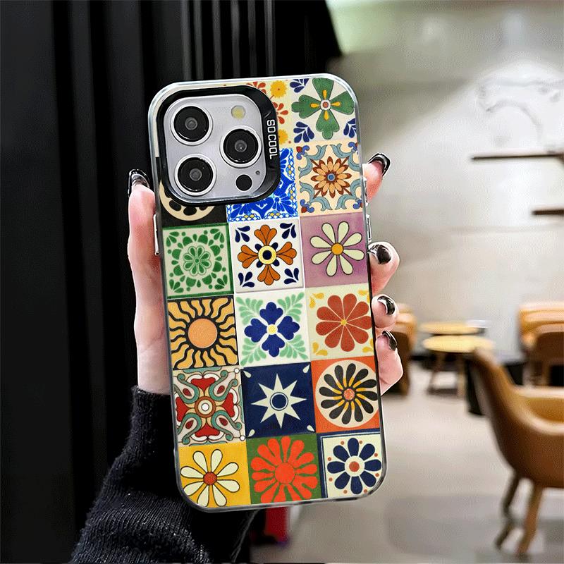 Italian Sicilian Style Floral Pattern Shockproof Phone Case for iPhone 17 Air 16 16E 15 Pro Max 14 Plus 13 Mini 12 Back Cover An