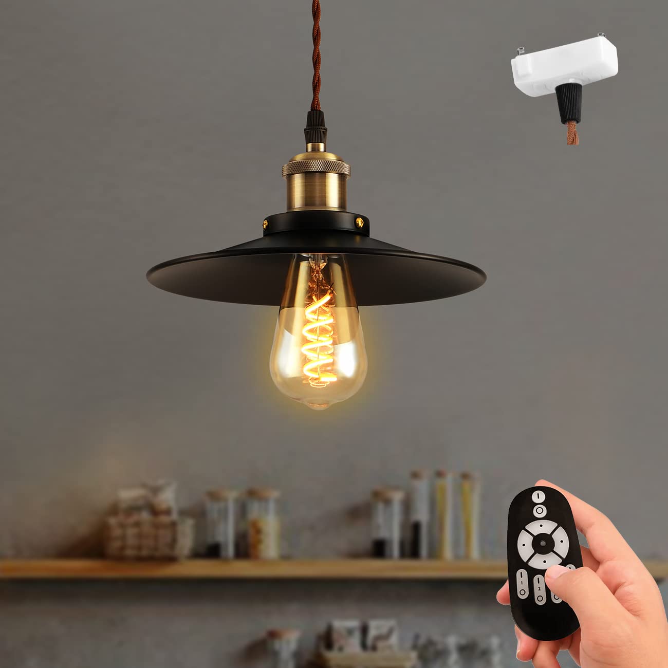 

ANWIO Ceiling Light, 22cm Diameter, E26 Base, 300LM, 4.5W (20W Equivalent), Remote Control, Antique Retro, Decorative, Ambient Lighting, Dimmable,