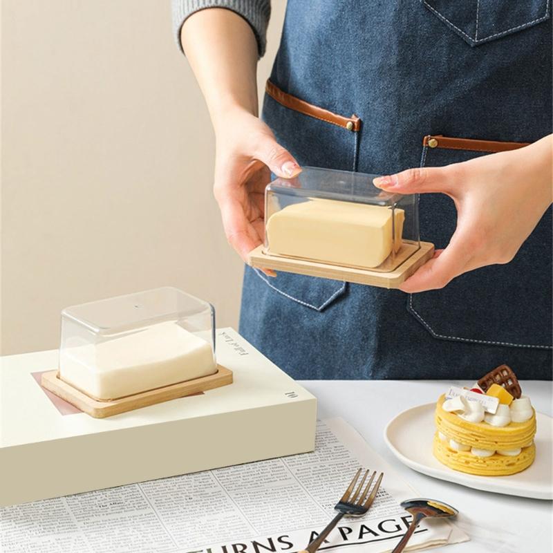 Große Kapazität Arbeitsplatte Butterdose Platte mit Acryldeckel Küchenaufbewahrung Butterbehälter Box Butter Geschirr