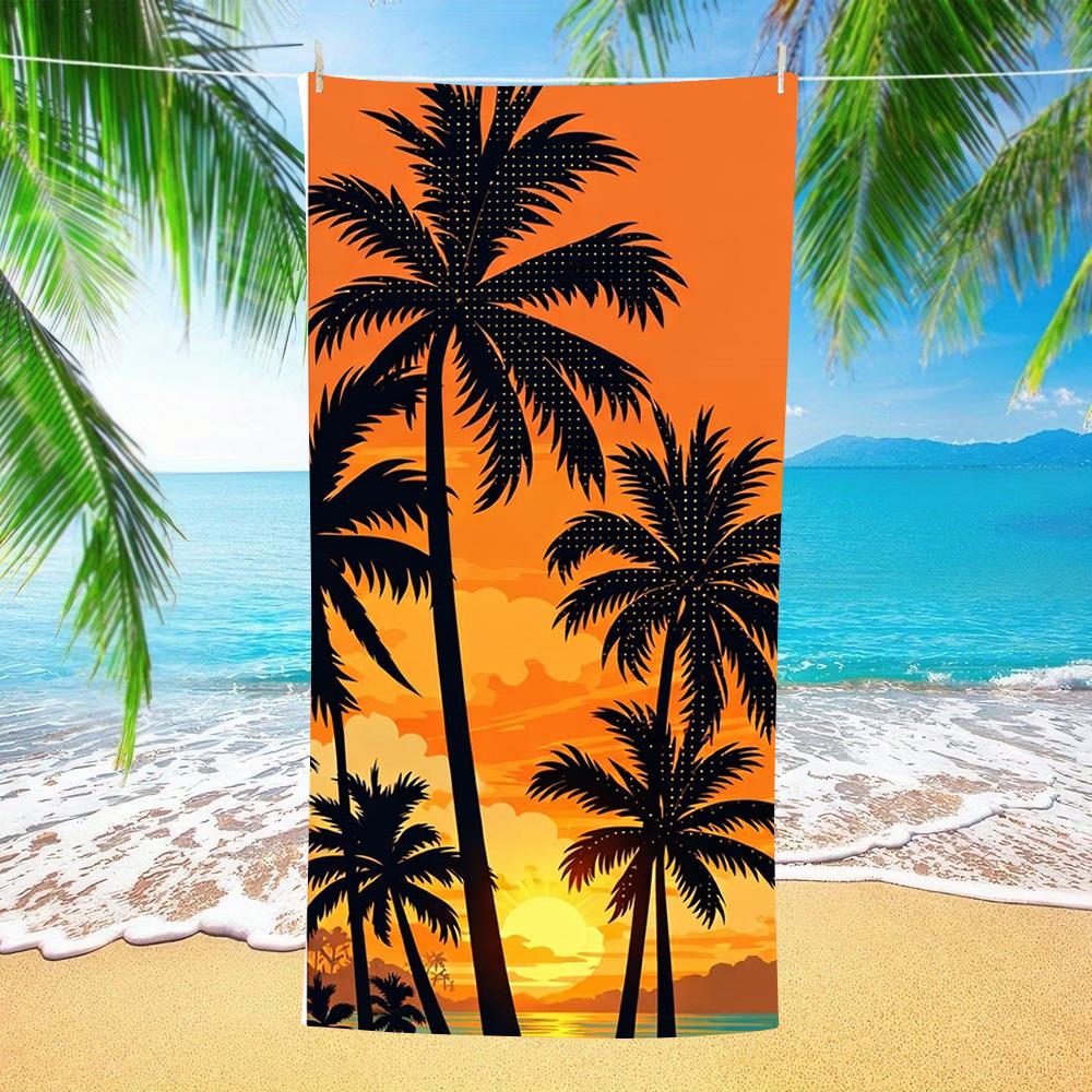 Pink Purple Sunset Palm Sea View Print Beach Towel Anti Sand Microfiber Pool Towel Summer Beach Swim Outdoor Gym Outdoor Beach
