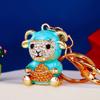 Goat Zodiac Sheep Keychain Durable Metal With Rhinestones Chinese Lucky Charm Pendant For Car