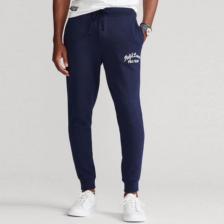 Polo Ralph Lauren Ss21 Logo Embroidered Fleece Sports Pants Men Pants Navy-Blue MNPOPNT1BQ20088-410