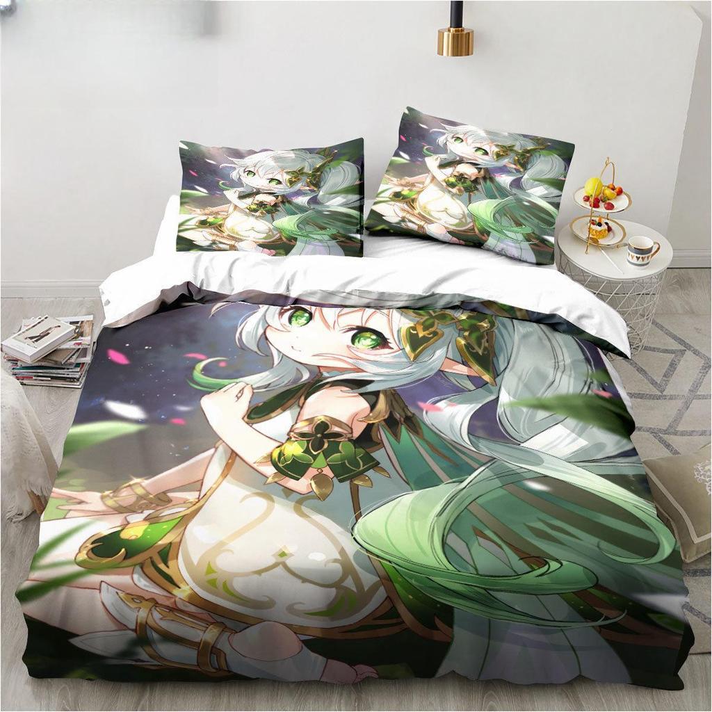 New Genshin Impact Nahida Kawaii Cute Cartoon Nahida King Twin Double Child Bedding Set Microfiber or Polyester Duvet Cover Set
