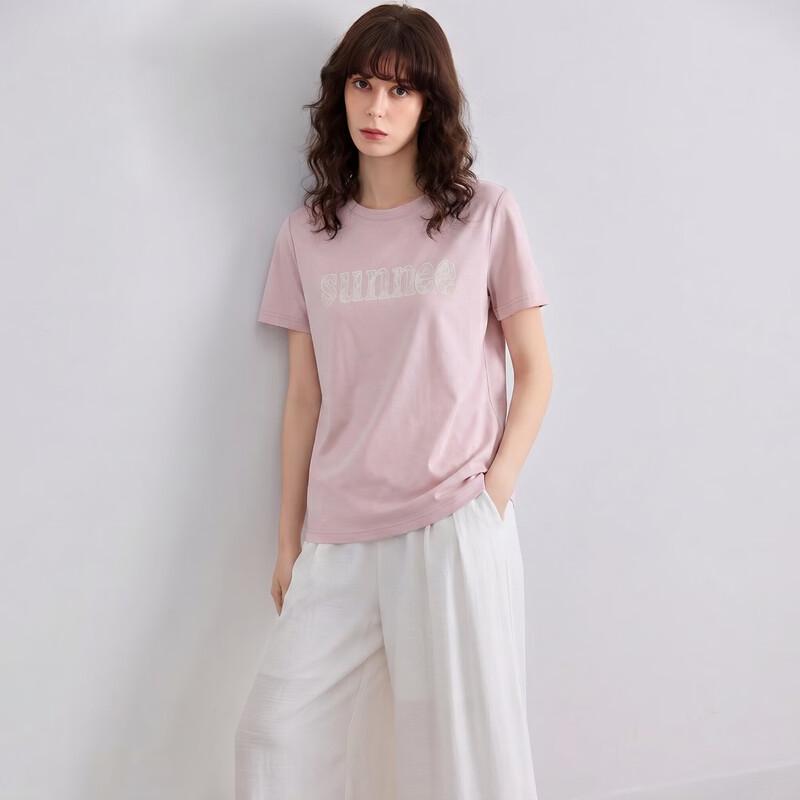 Demana Women s Silk Blend Letter Print T-shirt L