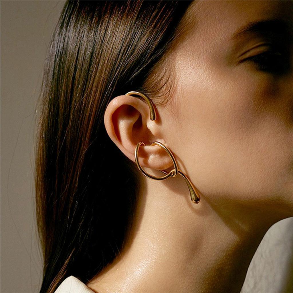 1Pc Fashion Geometric Ear Cuff for Women Exaggerated Metal Twist Line Without Piercing Jewelry Gifts Casual Wear