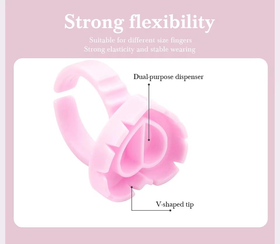 Heart 100Pcs/Bag Disposable Eyelash Extension Glue Holder Blooming Cup Tattoo Lash Glue Ring Plastic Colorful Eyelash