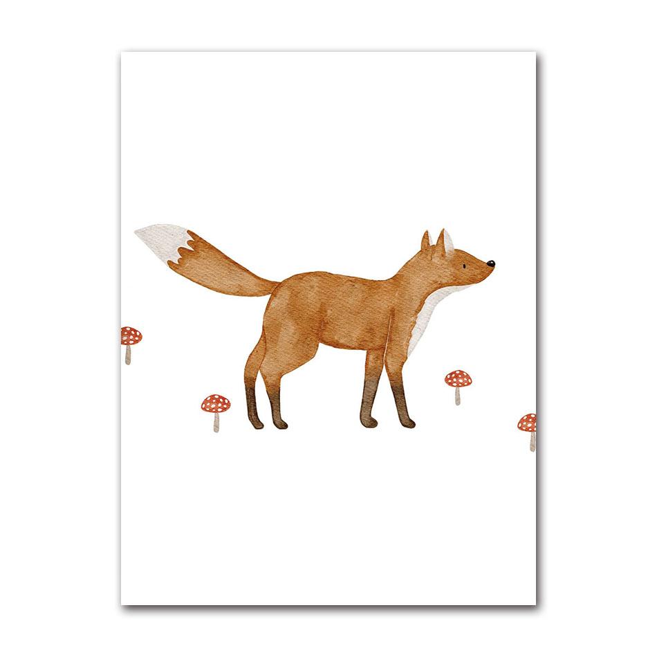 Cartoon Bear Squirrel Fox Hedgehog Spaceship Wall Art Canvas Painting Boho Posters And Prints Wall Pictures Baby Kids Room Decor