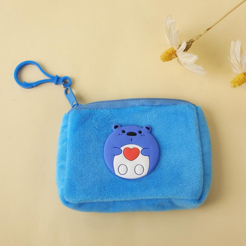 Niedliche Geldbörse aus Plüsch mit Cartoon-Motiv – Schlüssel- und Ohrhörertasche für Kinder mit Reißverschluss