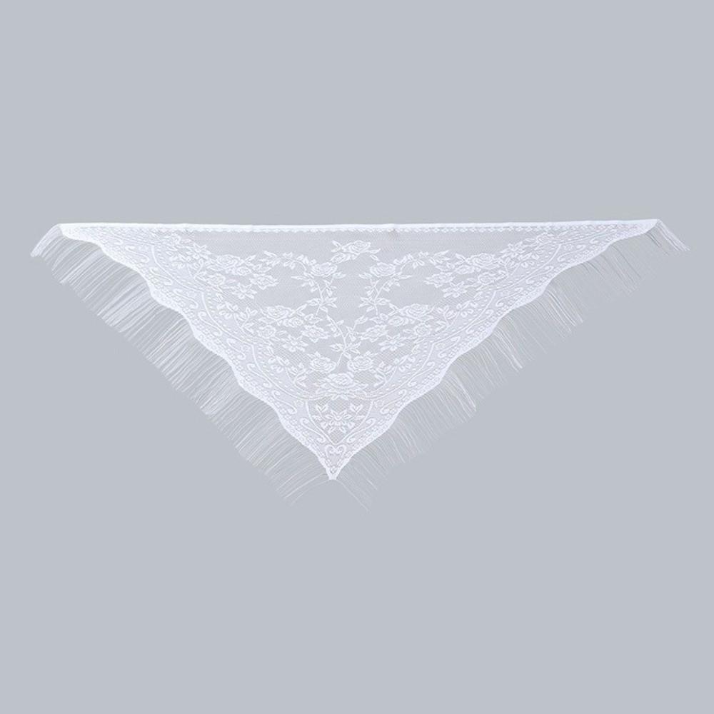 Polyester Lace Hollow Scarf Embroidery Mesh Scarves Elegant Tassel Triangle Shawl  Summer