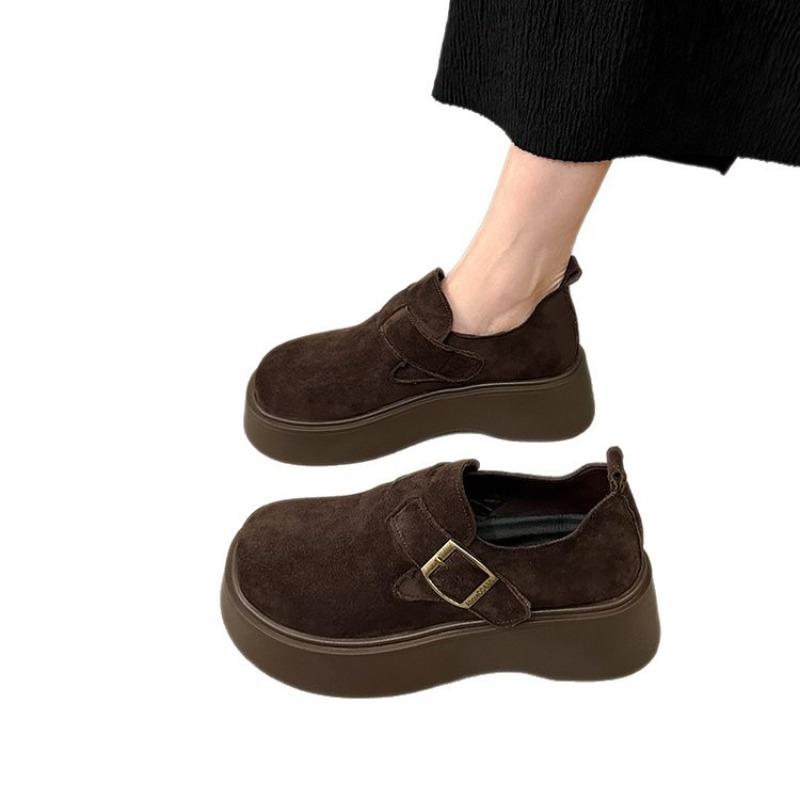 Damhöst nya enpedals lata mångsidiga temperament enkel skor med tjocksula