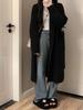 Women's Gray Oversized Knit Sweater Coat: Mid-Length, Over-the-Knee, Autumn/Winter, Thickened Lazy Style.